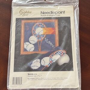 Golden Bee Tennis Needlepoint Kit - Blue and Orange